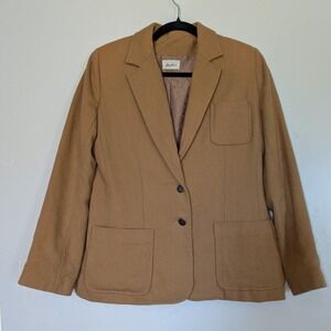 Made With Love by Mother‎ Tan Wool Blend Blazer Medium Chest Pockets 90s Style